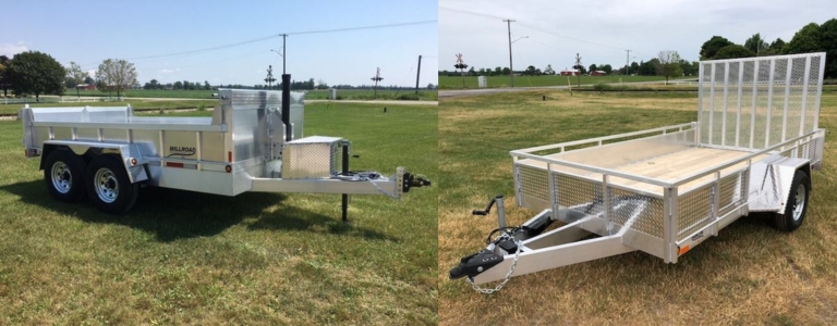 Millroad tandem axle aluminum landscape trailer with front tool storage and heavy-duty build